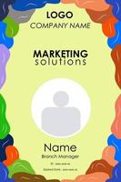 conception colorée de carte d'identité de marketing d'entreprise pour la solution de marketing vecteur