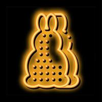 couche de bain en forme de lapin illustration d'icône de lueur au néon vecteur
