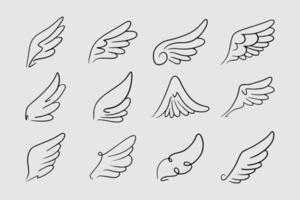 croquis des ailes d'ange. aile en plumes d'ange. illustration vectorielle. vecteur