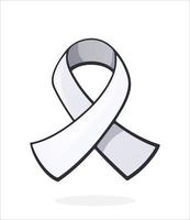 ruban blanc, symbole international de sensibilisation au cancer du poumon, mettre fin à la violence masculine contre les femmes et les filles. autocollant en style cartoon avec contour. isolé sur fond blanc vecteur