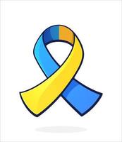 ruban bleu et jaune, symbole de la journée mondiale de la trisomie 21 vecteur