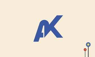 alphabet lettres initiales monogramme logo ak, ka, a et k vecteur