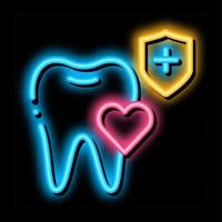 dentiste assurance dents néon lueur icône illustration vecteur