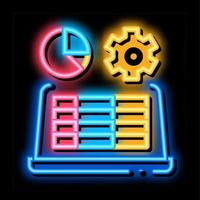 illustration d'icône de néon de travail pour ordinateur portable vecteur