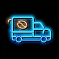illustration d'icône de lueur de néon de voiture de café vecteur