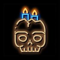 halloween crâne bougie néon lueur icône illustration vecteur
