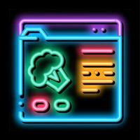 illustration de l'icône de lueur au néon du site web de commande de nourriture vecteur
