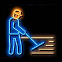 travailleur route réparation néon lueur icône illustration vecteur
