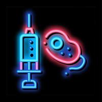 illustration d'icône de lueur au néon d'injection et de bactérie vecteur