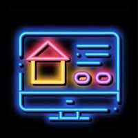site web pour l'illustration de l'icône de lueur au néon immobilier de recherche vecteur