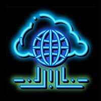 illustration de l'icône de lueur au néon de réseautage internet global vecteur