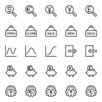 icônes de contour pour les affaires et les finances. vecteur