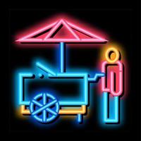 illustration d'icône de lueur de néon de panier de restauration rapide vecteur