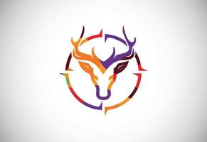 modèle de conception de logo de chasse low poly, club de chasse, logo tête de cerf vecteur