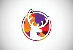 modèle de conception de logo de chasse low poly, club de chasse, logo tête de cerf vecteur