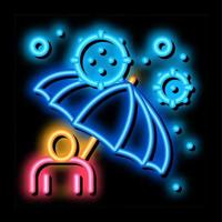 parapluie protection contre les virus néon lueur icône illustration vecteur