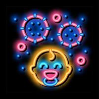 virus détectés dans l'illustration de l'icône de lueur néon enfant vecteur