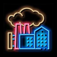 stations de substances nocives au-dessus des maisons illustration de l'icône de lueur au néon vecteur