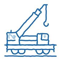 grue ferroviaire doodle icône illustration dessinée à la main vecteur