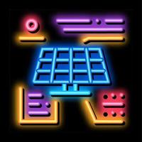 différentes actions de l'illustration de l'icône de lueur au néon de la batterie solaire vecteur