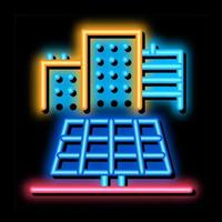 fournir des panneaux solaires pour les bâtiments résidentiels illustration d'icône de lueur au néon vecteur