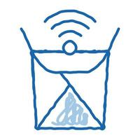 boîte de nourriture wifi marque doodle icône illustration dessinée à la main vecteur