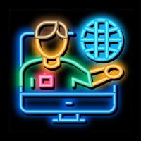 guide informatique en ligne illustration d'icône de lueur au néon vecteur
