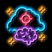 cerveau nuage cible néon lueur icône illustration vecteur