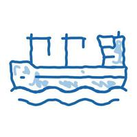 grue sur bateau doodle icône illustration dessinée à la main vecteur