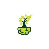 modèle de logo vectoriel d'arbre de cerveau. logo d'arbre stylisé fait avec des cerveaux.