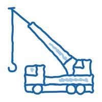 grue hydraulique équipement doodle icône illustration dessinée à la main vecteur
