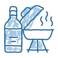 flamme liquide pour barbecue doodle icône illustration dessinée à la main vecteur