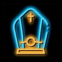 diadème papal néon lueur icône illustration vecteur