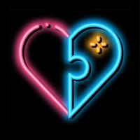 coeur amour néon lueur icône illustration vecteur