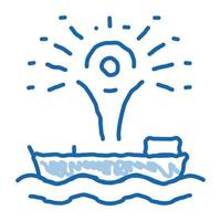 feu d'artifice scintille sur l'icône de doodle de bateau illustration dessinée à la main vecteur