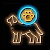 chien empreinte néon lueur icône illustration vecteur