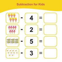 compter les articles d'été pour le préscolaire. feuille de calcul mathématique imprimable. jeu de mathématiques pour le préscolaire. fichier vectoriel. vecteur