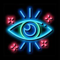 illustration d'icône de lueur au néon d'organe oculaire humain sain vecteur