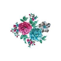 illustration de fleurs, fond floral botanique, motif de fleurs décoratives, fleur peinte numériquement, motif de fleurs pour la conception textile, bouquets de fleurs vecteur