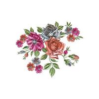 illustration de fleur, conception abstraite de fleur métallique avec fond blanc, peinture de fleur numérique, conception florale décorative, illustration de fleur, motif de fleur en relief. vecteur