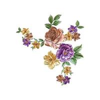 illustration de fleur, motif de fleur métallique abstrait, peinture de fleur numérique, dessin floral décoratif, illustration de fleur, motif de fleur en relief. vecteur