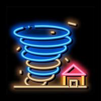 tornade maison néon lueur icône illustration vecteur