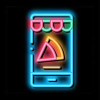 tranche pizza téléphone néon lueur icône illustration vecteur
