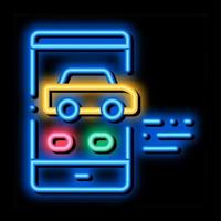 voiture téléphone écran néon lueur icône illustration vecteur