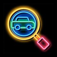 illustration d'icône de lueur de néon de recherche de voiture vecteur