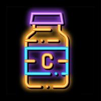 bouteille vitamine nutrition néon lueur icône illustration vecteur