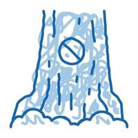 arbre d'exploitation forestière interdit doodle icône illustration dessinée à la main vecteur