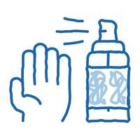 main et bouteille vaporisateur doodle icône illustration dessinée à la main vecteur