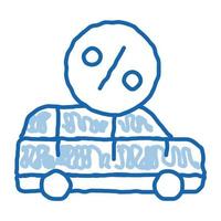 crédit voiture prêt doodle icône illustration dessinée à la main vecteur