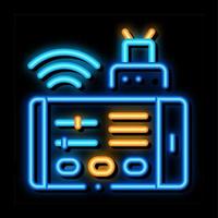 illustration de l'icône de lueur au néon de contrôle du téléphone vecteur